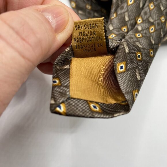 Vintage Today's Man 100% Silk Tan Gold & Blue Tie Made in Italy 60"x4" #386 - Picture 7 of 7